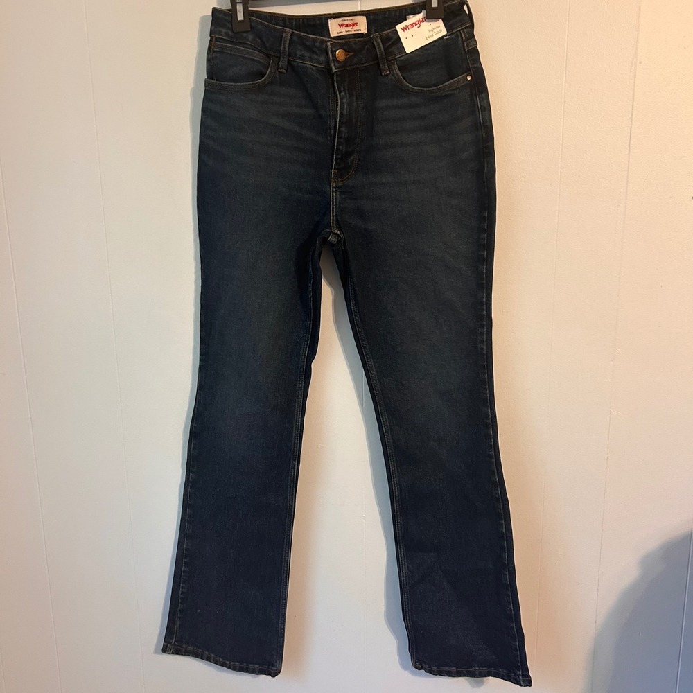 Wrangler High Rise Bold Boot Jeans Dark Wash Blue Denim 10/30x32 NWT